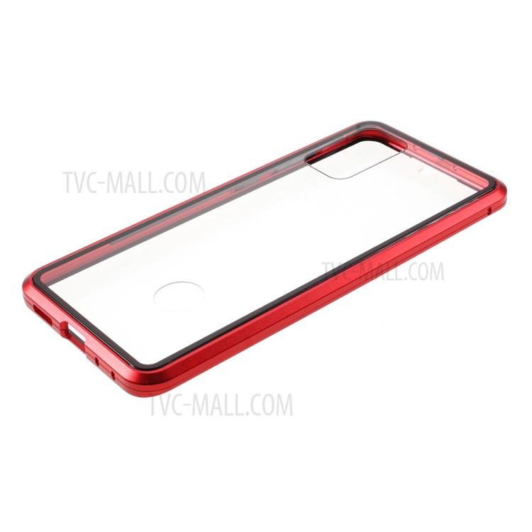 Anti-peep Magnetic Metal Frame + Tempered Glass Shell for Samsung Galaxy S20 Plus - Red-5