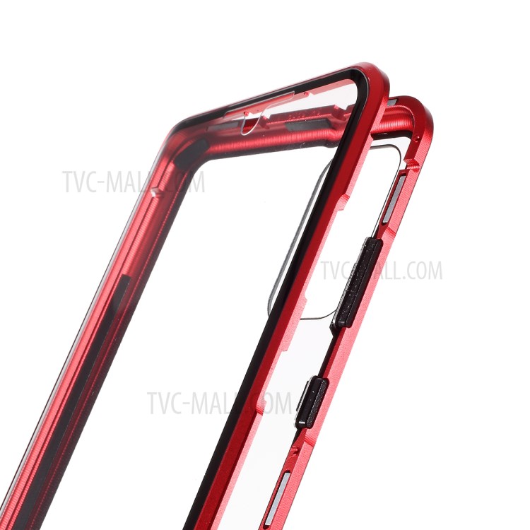 Anti-peep Magnetic Metal Frame + Tempered Glass Shell for Samsung Galaxy S20 Plus - Red-6