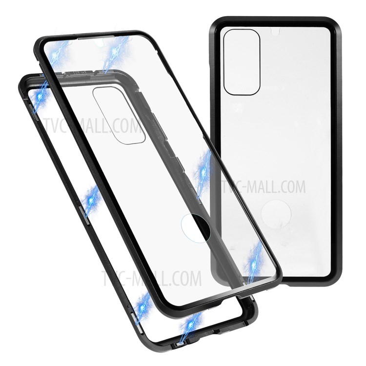 Metal Frame + Tempered Glass Protective Case for Samsung Galaxy S20 - Black-1