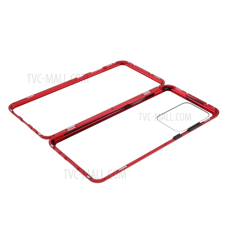 Detachable Magnetic Metal Frame + Tempered Glass Case for Samsung Galaxy S20 Plus - Red-10