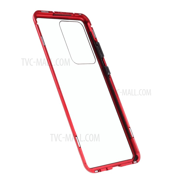 Detachable Magnetic Metal Frame + Tempered Glass Case for Samsung Galaxy S20 Plus - Red-2