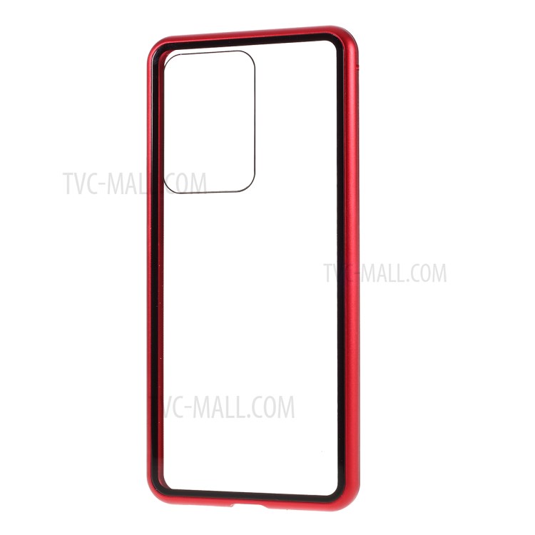Detachable Magnetic Metal Frame + Tempered Glass Case for Samsung Galaxy S20 Plus - Red-5