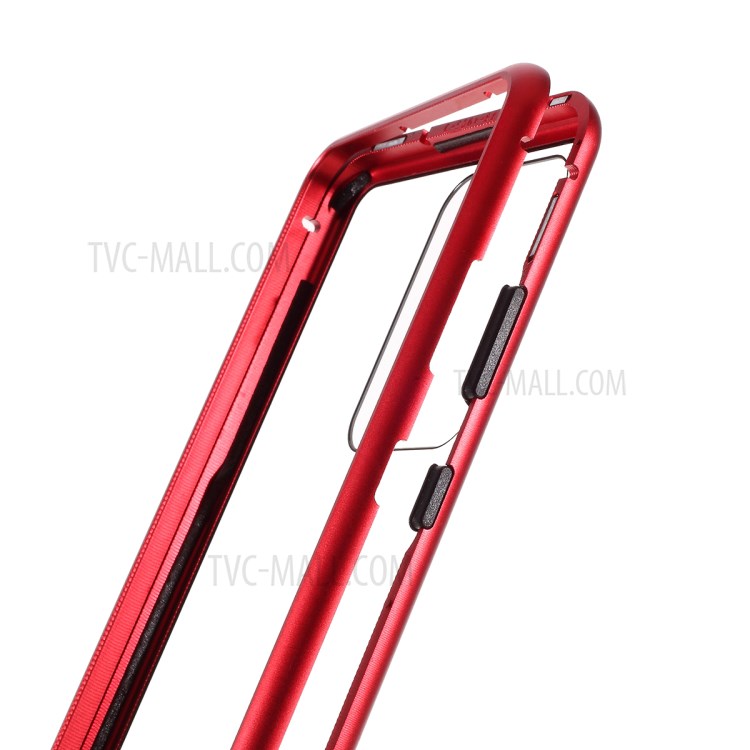 Detachable Magnetic Metal Frame + Tempered Glass Case for Samsung Galaxy S20 Plus - Red-7
