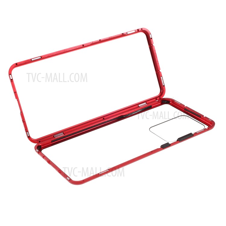 Detachable Magnetic Metal Frame + Tempered Glass Case for Samsung Galaxy S20 Plus - Red-9