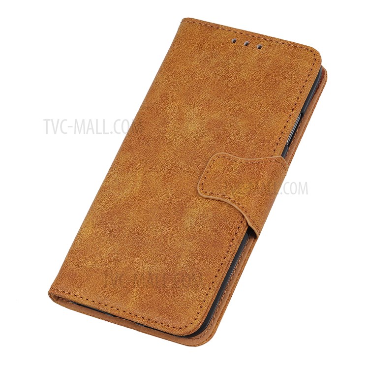 Vintage Style Split Leather Wallet Cover Shell for Samsung Galaxy Xcover Pro - Brown-11