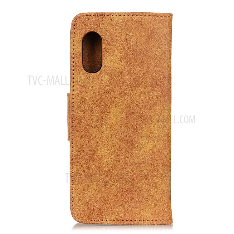 Vintage Style Split Leather Wallet Cover Shell for Samsung Galaxy Xcover Pro - Brown-3