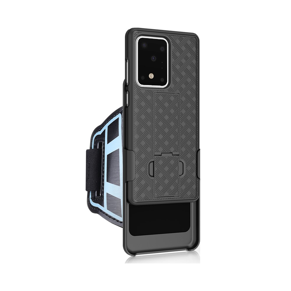 El Deporte De Nylon Tejida Muñequera Caja De La Piel PC Con Cubierta Del Teléfono Pie De Apoyo Para La Galaxia S20 De Ultra-5