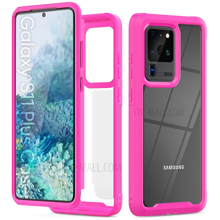 PC Marco TPU Parachoques Cáscara Del Teléfono De Nuevo Híbrido Acrílico Que Cubre Para La Galaxia S20 De Ultra - Rosa-1
