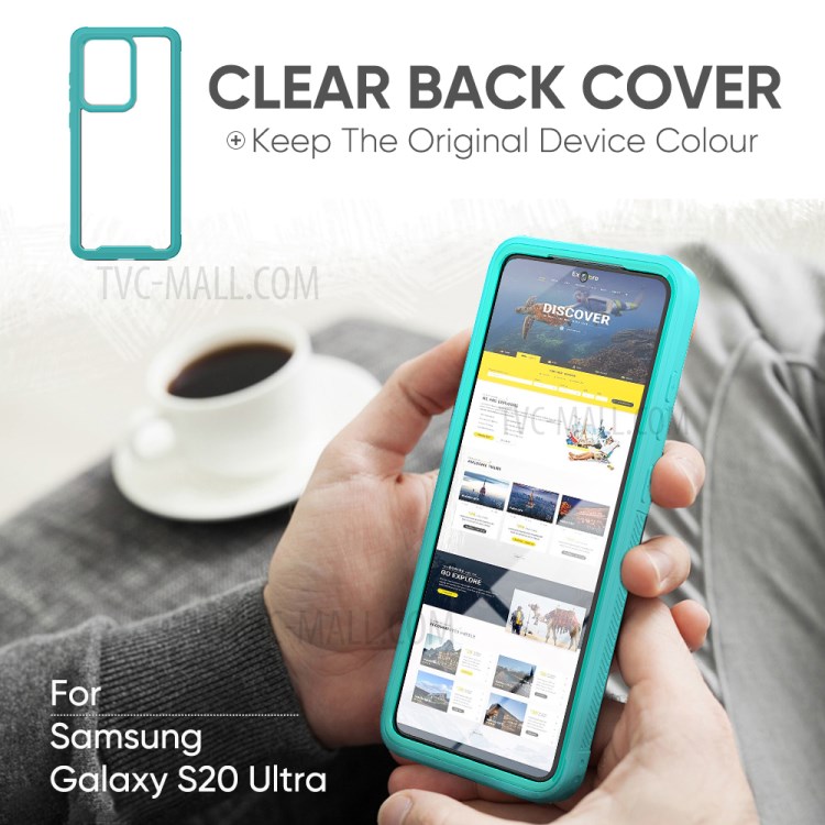 PC Marco TPU Parachoques Cáscara Del Teléfono De Nuevo Híbrido Acrílico Que Cubre Para La Galaxia S20 De Ultra - Bebe Azul-5