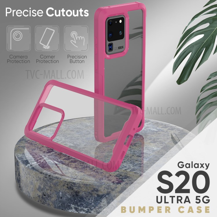 PC Marco TPU Parachoques Cáscara Del Teléfono De Nuevo Híbrido Acrílico Que Cubre Para La Galaxia S20 De Ultra - Púrpura-3