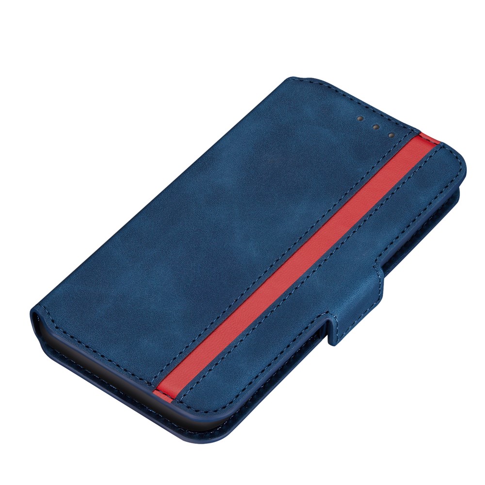 Retro Style Splicing Matte Leather Case with Card Holder for Samsung Galaxy A51 - Blue-3