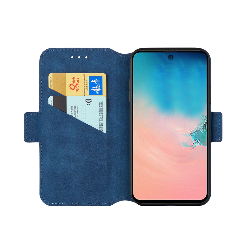 Retro Style Splicing Matte Leather Case with Card Holder for Samsung Galaxy A51 - Blue-6