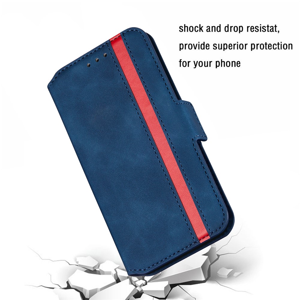 Retro Style Splicing Matte Leather Case with Card Holder for Samsung Galaxy A51 - Blue-9