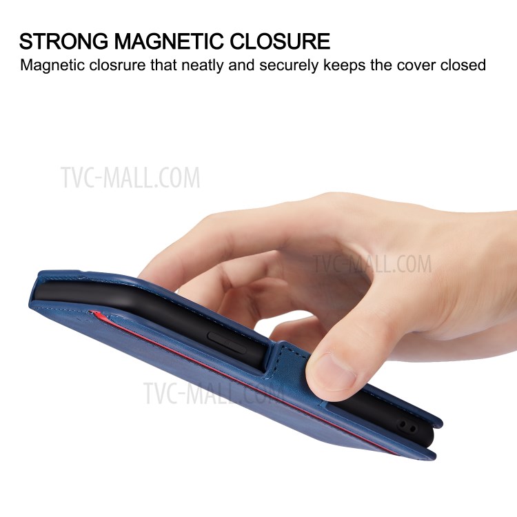 Splicing Matte Leather Case Retro Style Phone Cover with Card Slots for Samsung Galaxy S10 Plus - Blue-7