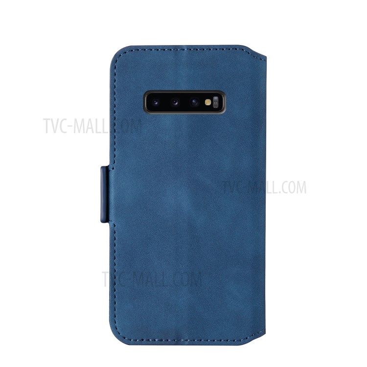 Vintage Splicing Matte Flip Leather Phone Shell with Card Slots for Samsung Galaxy S10 - Blue-5