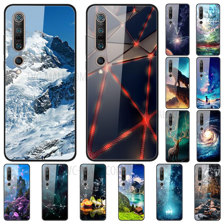 Dazzle Printing Style Tempered Glass+TPU+PC Phone Cover for Xiaomi Mi 10 Pro - White Planet-4