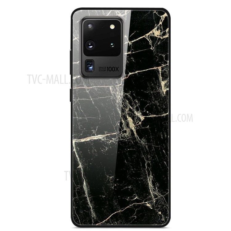Caso Híbrido + PC + TPU Vidrio Impresión Del Patrón Para La Galaxia S20 De Ultra - Negro / Oro / Blanco-1