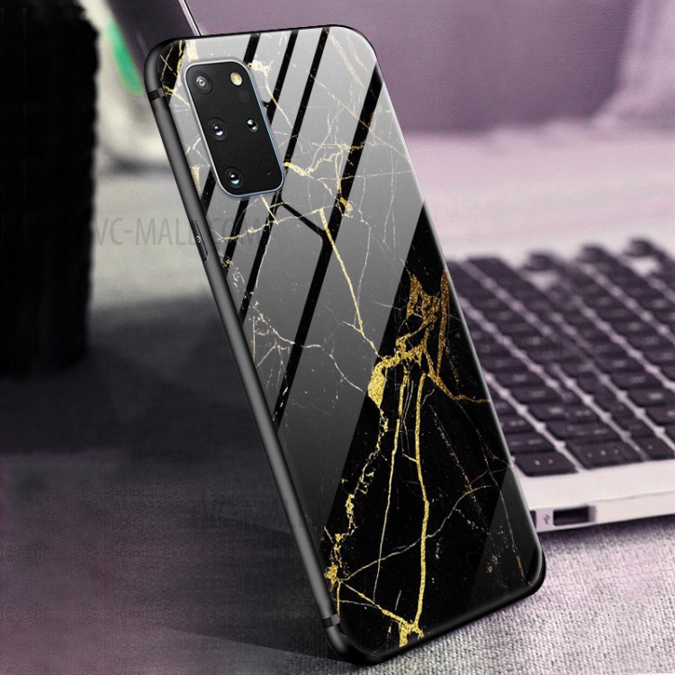 Pattern Printing Tempered Glass + PC + TPU Protector Cover for Samsung Galaxy S20 Plus - Marble Pattern-2