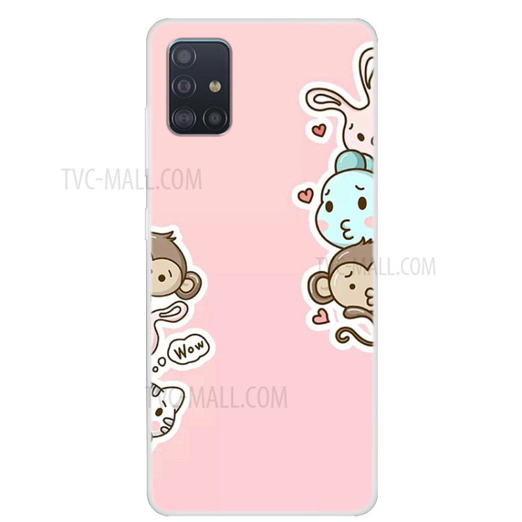 Pattern Printing TPU Phone Soft Cover for Samsung Galaxy A51 - Cartoon Animals-1