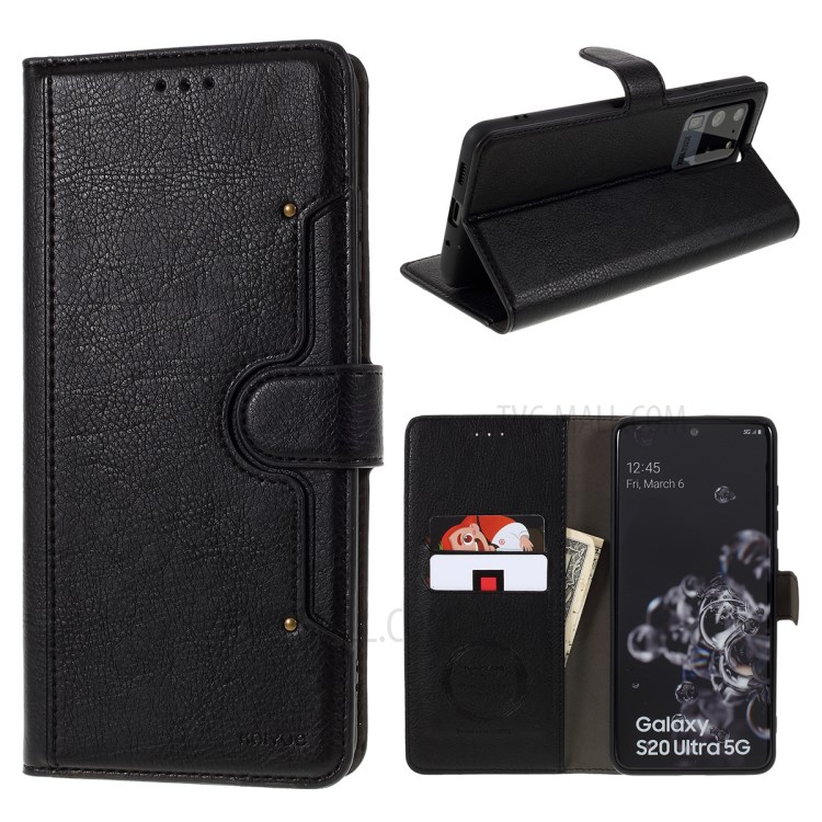 KAIYUE Wallet Leather Stand Case for Samsung Galaxy S20 Ultra - Black-1