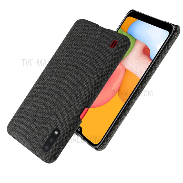 KSQ Cloth Coated Plastic Cell Phone Cover for Samsung Galaxy A01 - Black-2