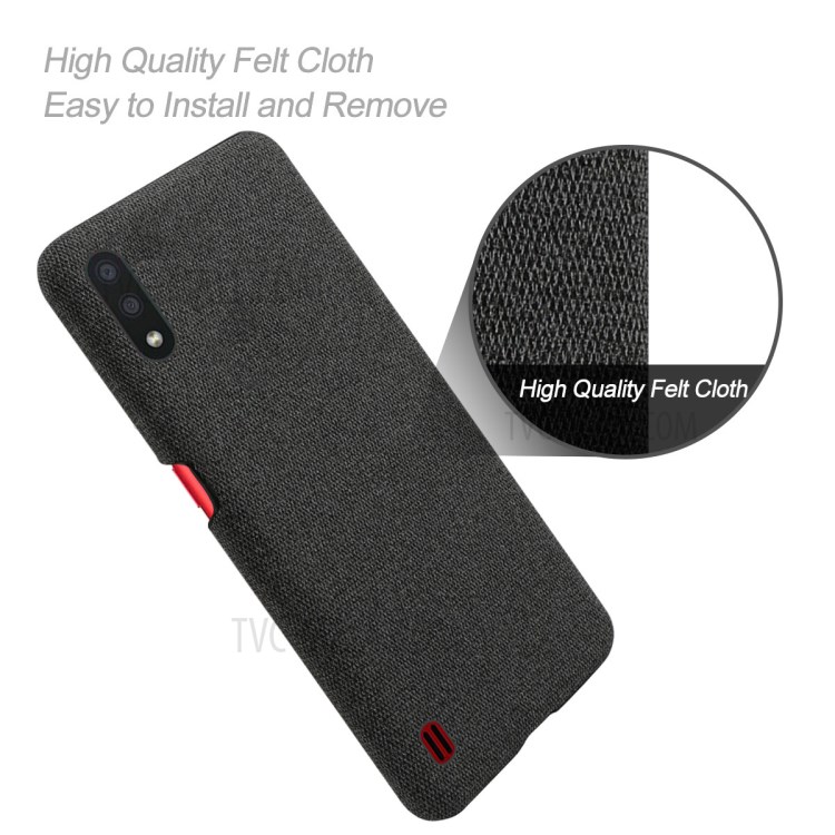 KSQ Cloth Coated Plastic Cell Phone Cover for Samsung Galaxy A01 - Black-4