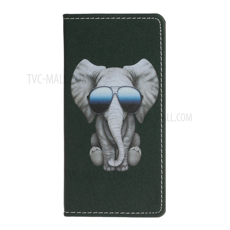 Pattern Printing Leather Shell Stand Case with Card Slots for Samsung Galaxy S20 Plus - Elephant-2