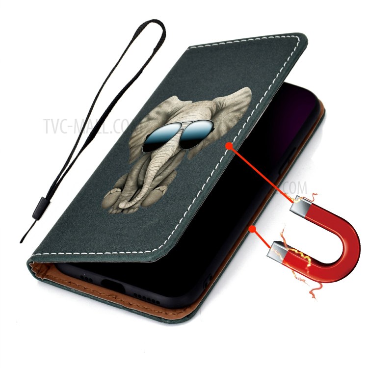 Pattern Printing Leather Shell Stand Case with Card Slots for Samsung Galaxy S20 Plus - Elephant-8