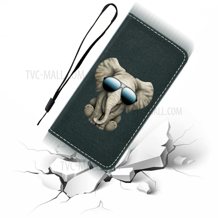 Pattern Printing Leather Shell Stand Case with Card Slots for Samsung Galaxy S20 Plus - Elephant-9