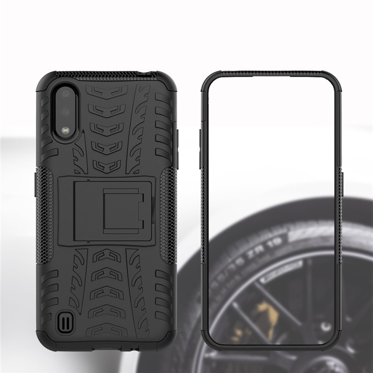PC + TPU Unique Phone Cover with Kickstand for Samsung Galaxy A01 - Black-10