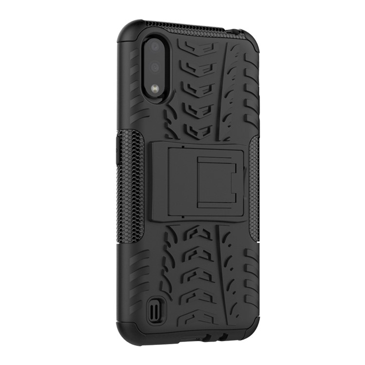 PC + TPU Unique Phone Cover with Kickstand for Samsung Galaxy A01 - Black-5