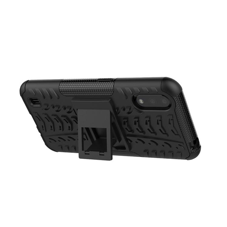 PC + TPU Unique Phone Cover with Kickstand for Samsung Galaxy A01 - Black-6