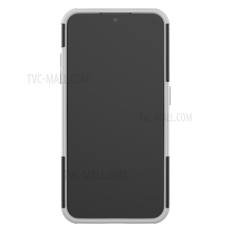PC + TPU Unique Phone Cover with Kickstand for Samsung Galaxy A01 - White-5
