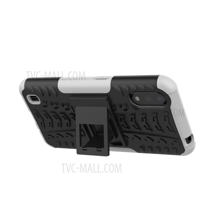 PC + TPU Unique Phone Cover with Kickstand for Samsung Galaxy A01 - White-7