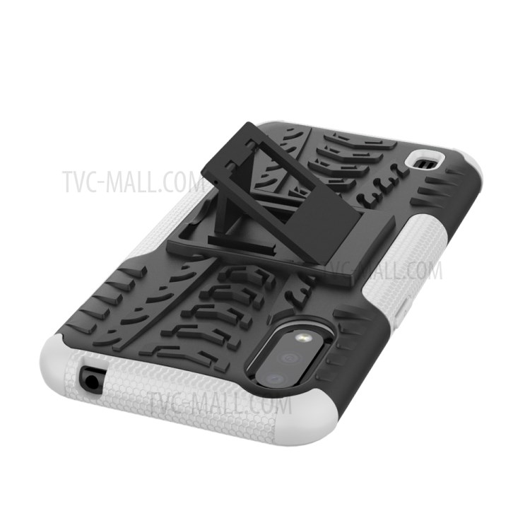 PC + TPU Unique Phone Cover with Kickstand for Samsung Galaxy A01 - White-8