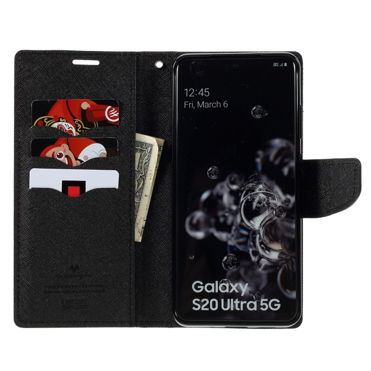 MERCURY GOOSPERY Fancy Diary Leather Wallet Mobile Phone Case for Samsung Galaxy S20 Ultra - All Black-10