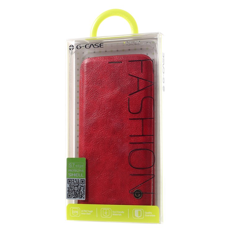 G-CASE Business Series Leather Case Card Holder for Samsung S7 Edge G935 - Red-10