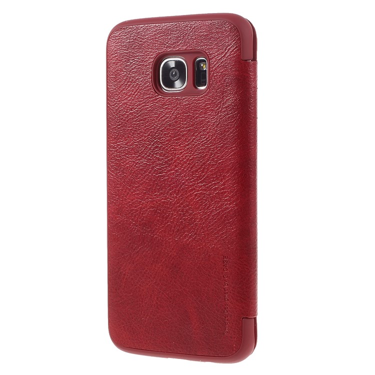 G-CASE Business Series Leather Case Card Holder for Samsung S7 Edge G935 - Red-2