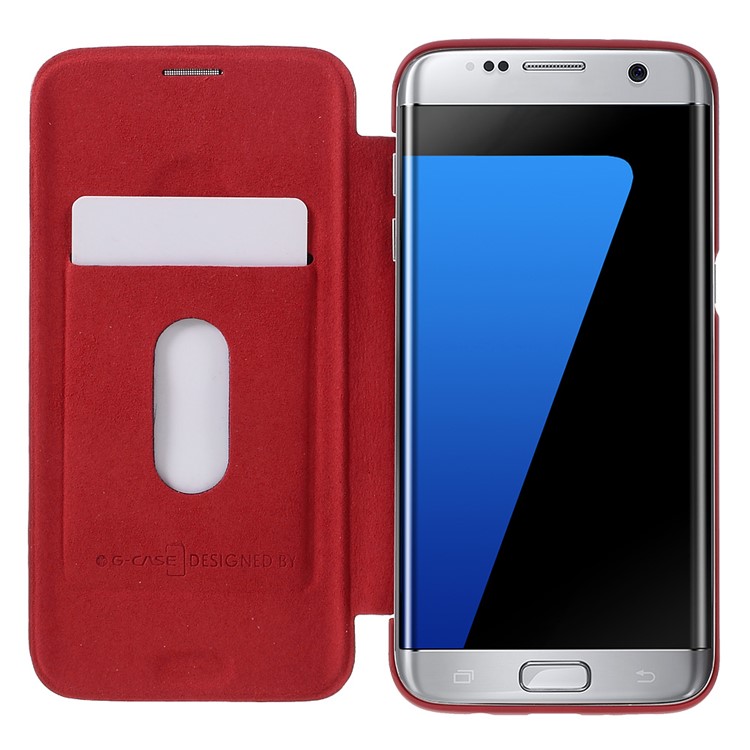 G-CASE Business Series Leather Case Card Holder for Samsung S7 Edge G935 - Red-5