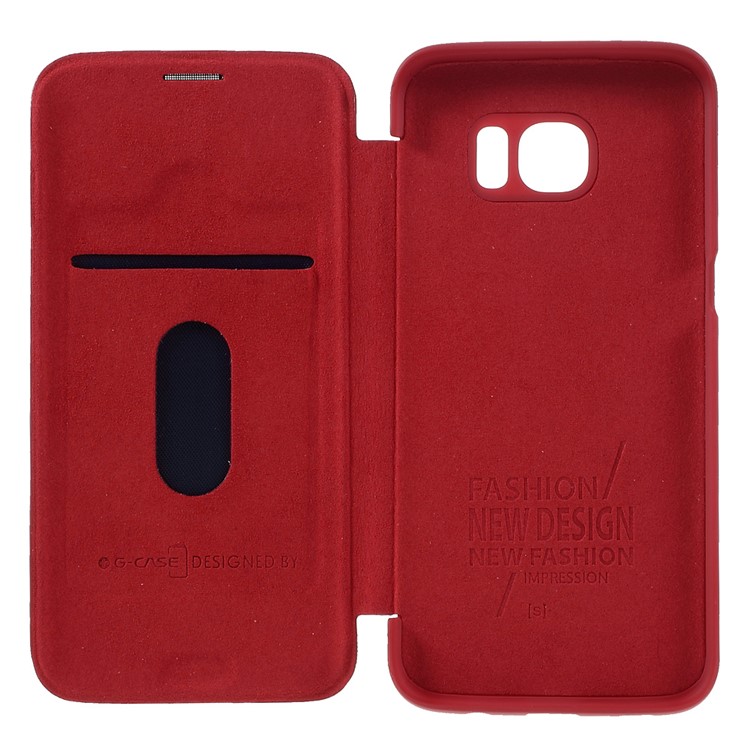 G-CASE Business Series Leather Case Card Holder for Samsung S7 Edge G935 - Red-6