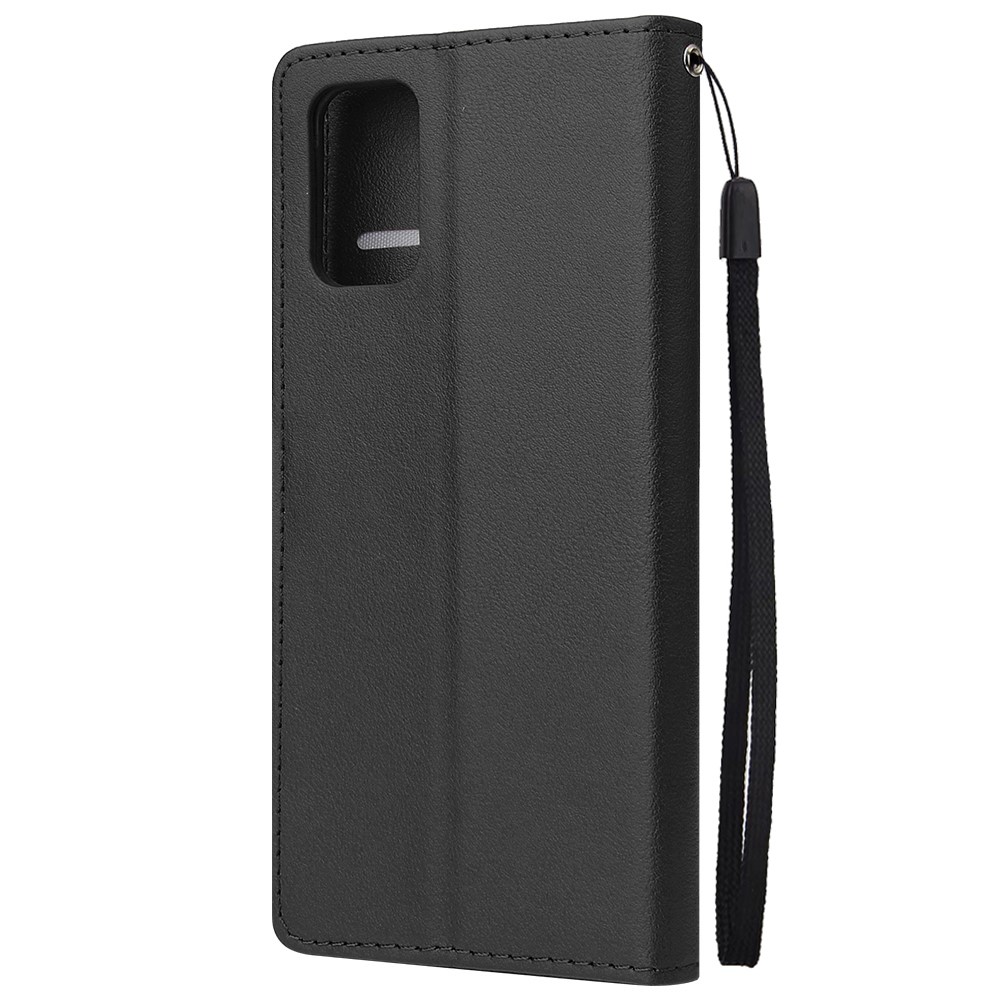 Wallet Stand Leather Protective Cover with Strap for Samsung Galaxy S20 Plus - Black-3