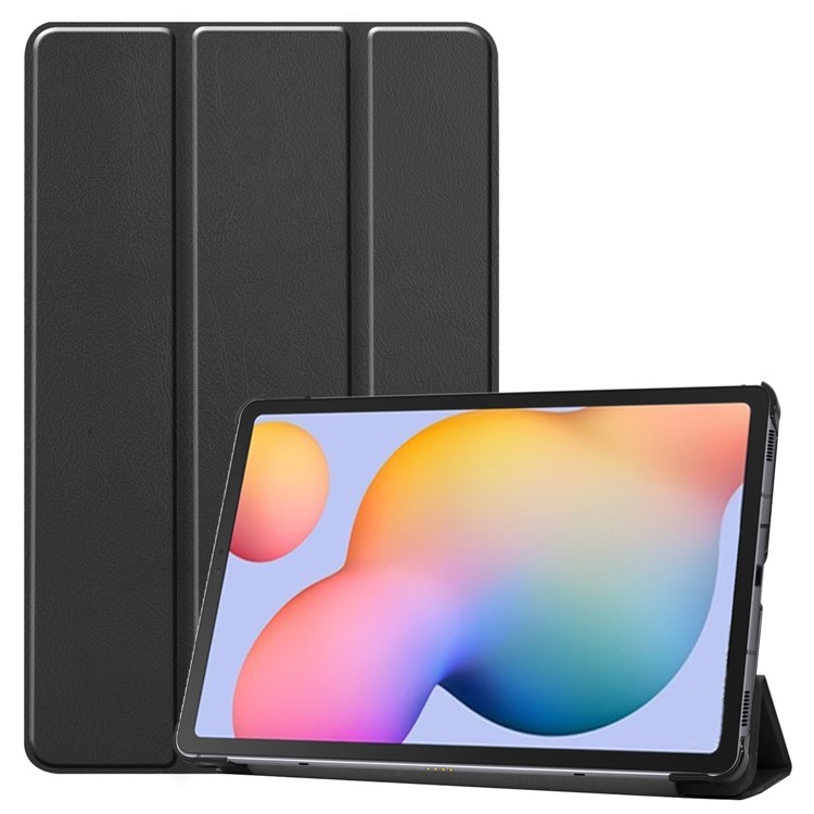 Tri-fold Stand PU Lederabdeckung Schocksicheres Anti-schlupf-schutzhülle Für Samsung Galaxy Tab S6 Lite/S6 Lite (2022) - Schwarz