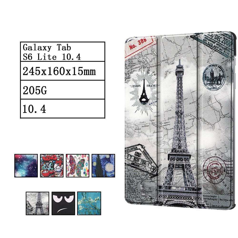 Impresión de Patrones Tri-fold Stank Chaplet Chapt Para Samsung Galaxy Tab S6 Lite/S6 Lite (2022) - Torre Eiffel