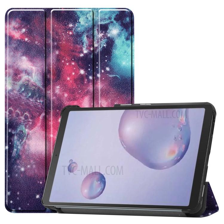 Pattern Printing Tri-fold Stand Leather Tablet Case for Samsung Galaxy Tab A 8.4 (2020) - Purple Cosmic Space-1