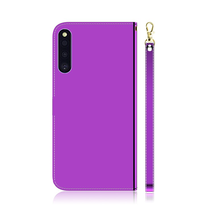 Custodia Protettiva Per il Portafoglio in Pelle di Superficie Simile a Specchio Per Samsung Galaxy A41 - Viola