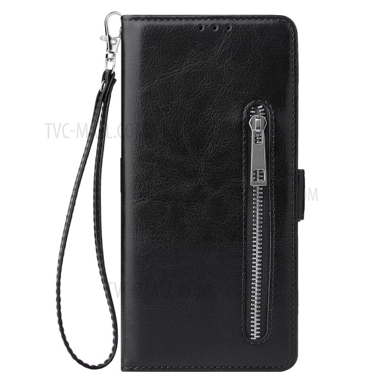 Magnetic Absorbed Zipper Leather Shell for Samsung Galaxy S20 Ultra - Black-2