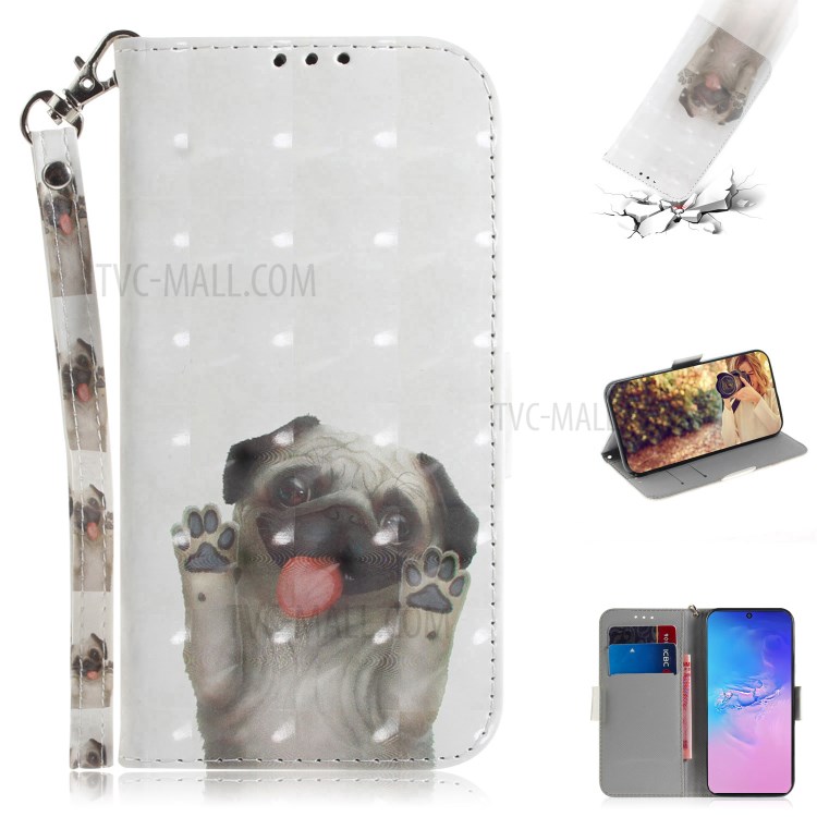 Light Spot Decor Pattern Printing Wallet Leather Phone Shell for Samsung Galaxy A91/S10 Lite - Pug-1