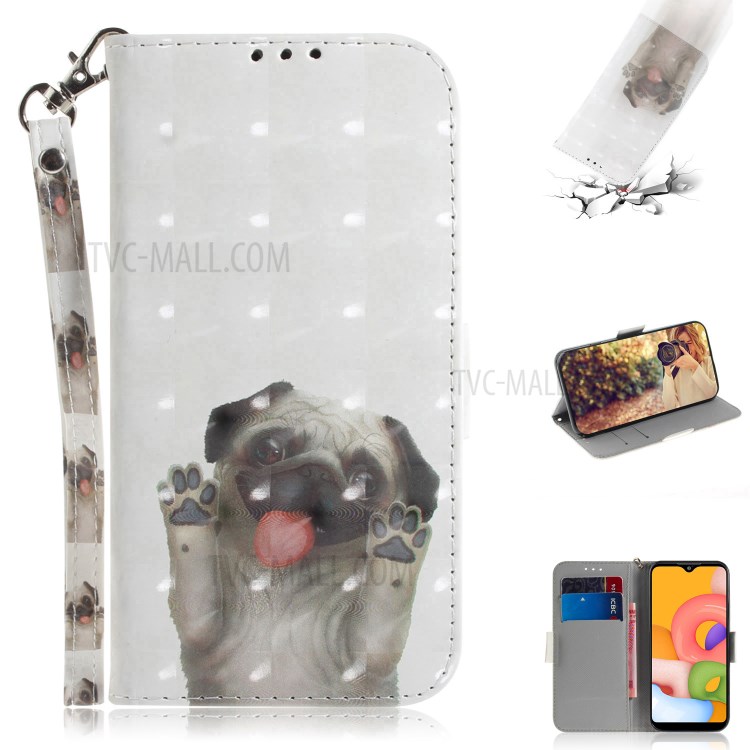 Light Spot Decor Pattern Printing Leather Phone Case Cover for Samsung Galaxy A01 - Dog-1