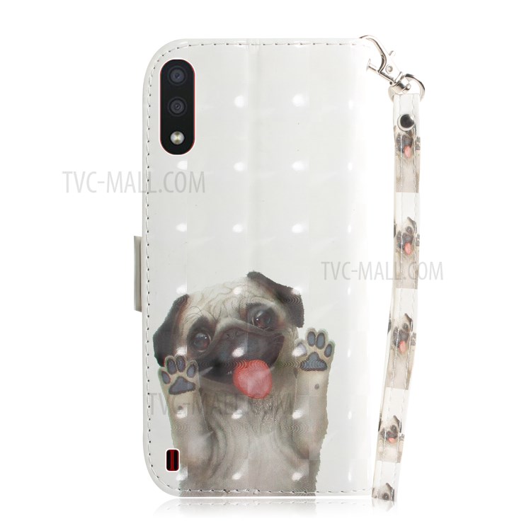 Light Spot Decor Pattern Printing Leather Phone Case Cover for Samsung Galaxy A01 - Dog-3