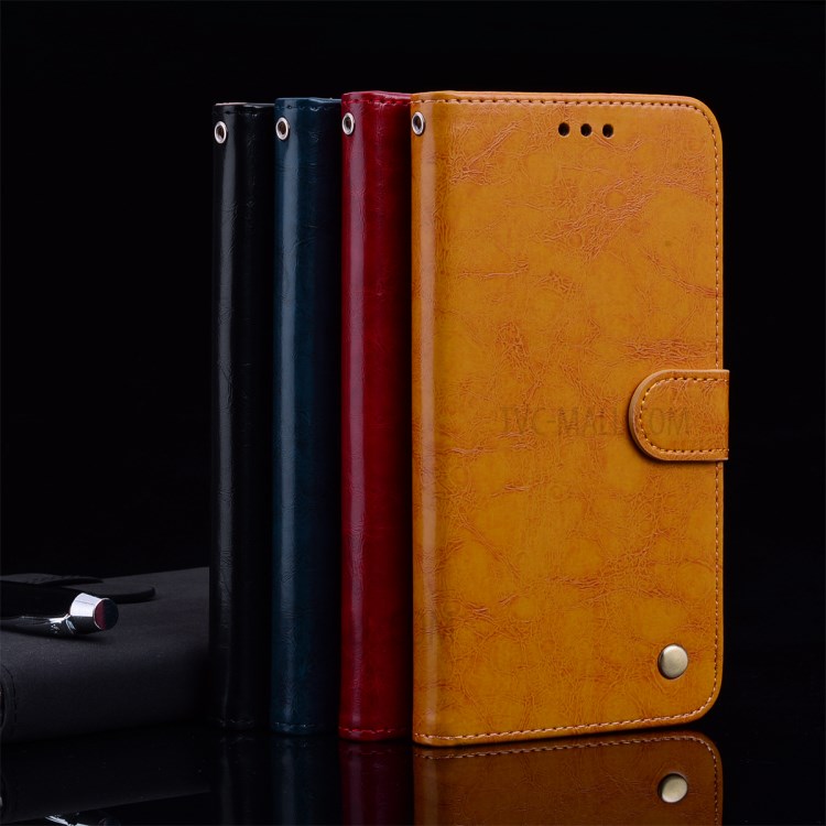 Business Style Oil Wax PU Leather Wallet Stand Mobile Phone Cover for Samsung Galaxy A71 - Black-9